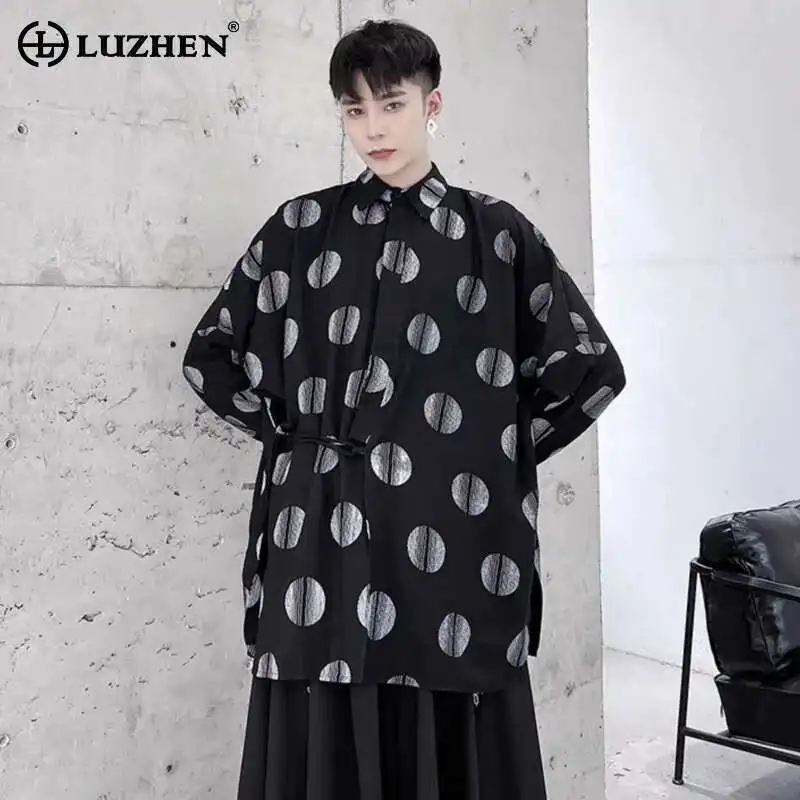 

LUZHEN Original Fashion Polka Dots Printed Loose Handsome Shirts Men's Stylish 2025 New Korean Long Sleeve Casual Tops LZ9909