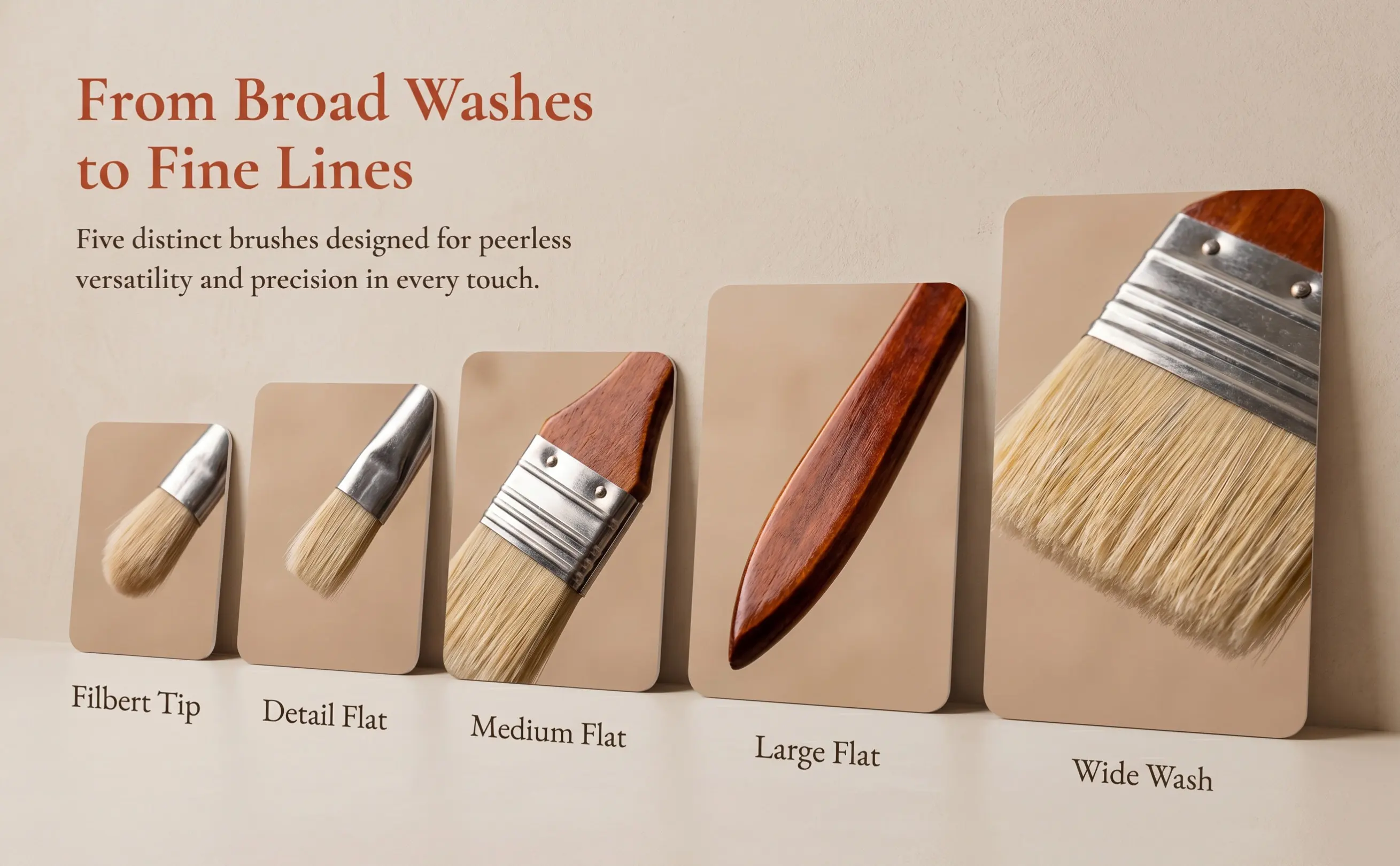 5Pcs Oil Painting Brush Wood Handle Multipurpose Paint Brush for Art DIY Professional Painting Tool Paintbrush for Oil Paint