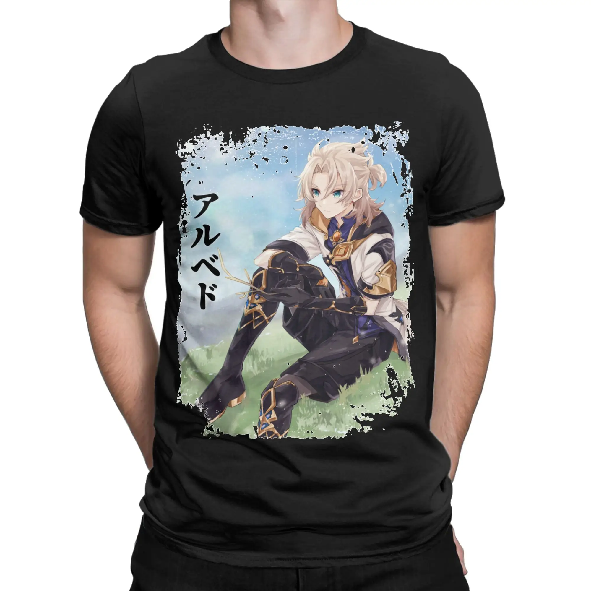 Vintage Genshin Impact Albedo T-Shirts Men Women O Neck 100% Cotton T Shirts Anime Game Tee Shirt Gift Idea Clothing