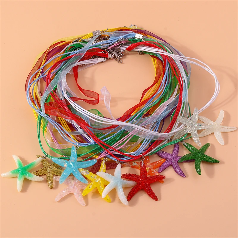 Fashion Colorful Starfish String Necklace for Women Girls Party Holiday Jewelry Decoration