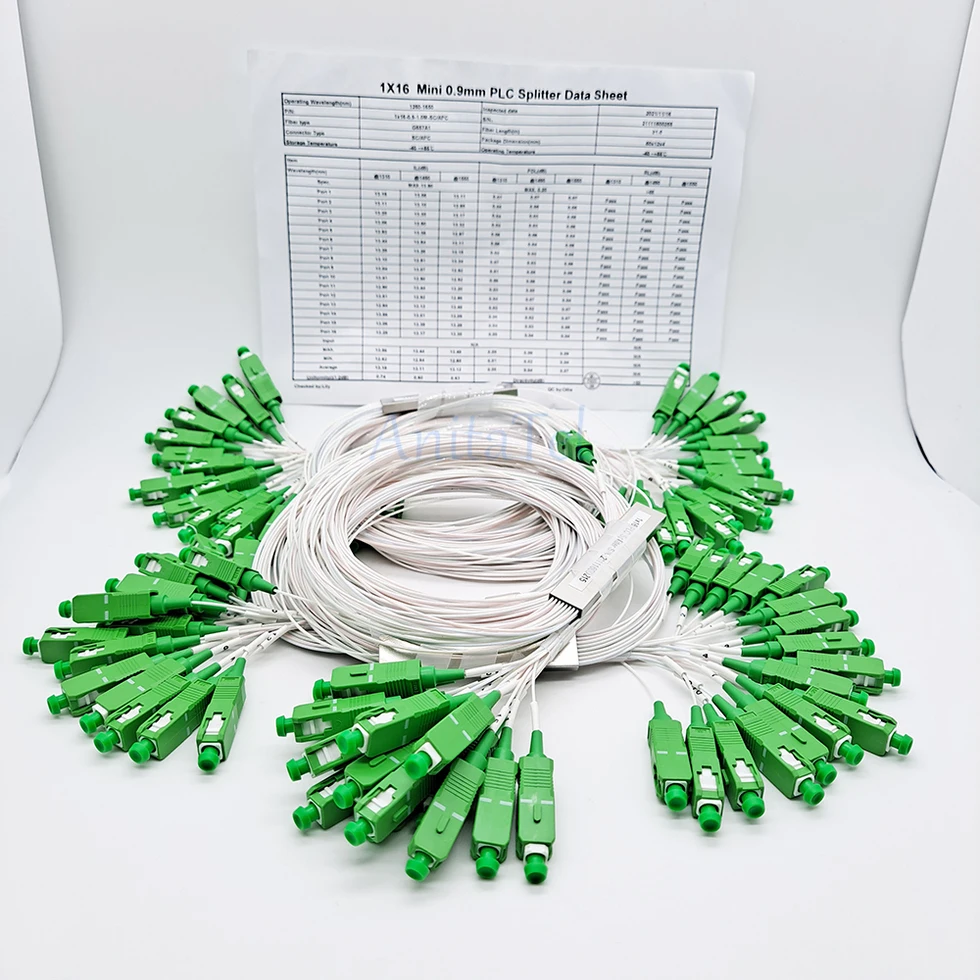 Imagem -06 - Apc Divisor 0.9 mm sc Apc sm G657a1 Pvc 1m Ftth Fibra Óptica Plc Divisor Cor Único-modo 10 Peças Lote 1x2 1x4 1x8 1x16 1x32 sc