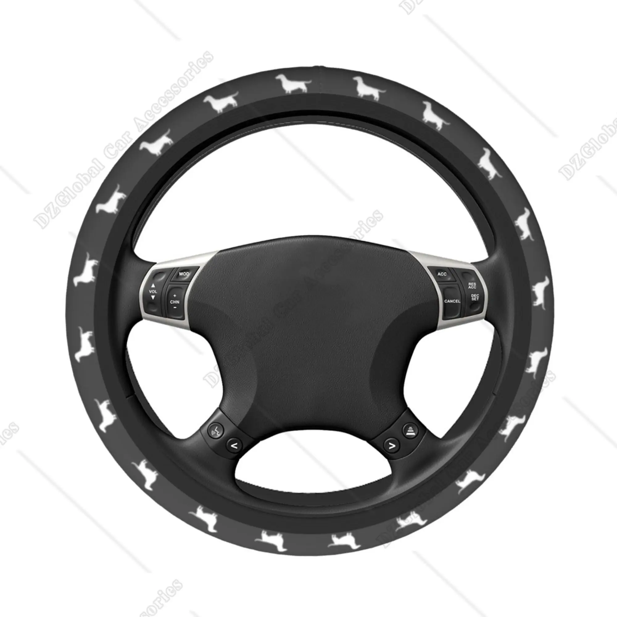 Dachshund Wiener Dog Black Car Steering Wheel Cover 15 Inch Dog Pets Anti-Slip Universal Steering Wheel Wrap Car Accessories