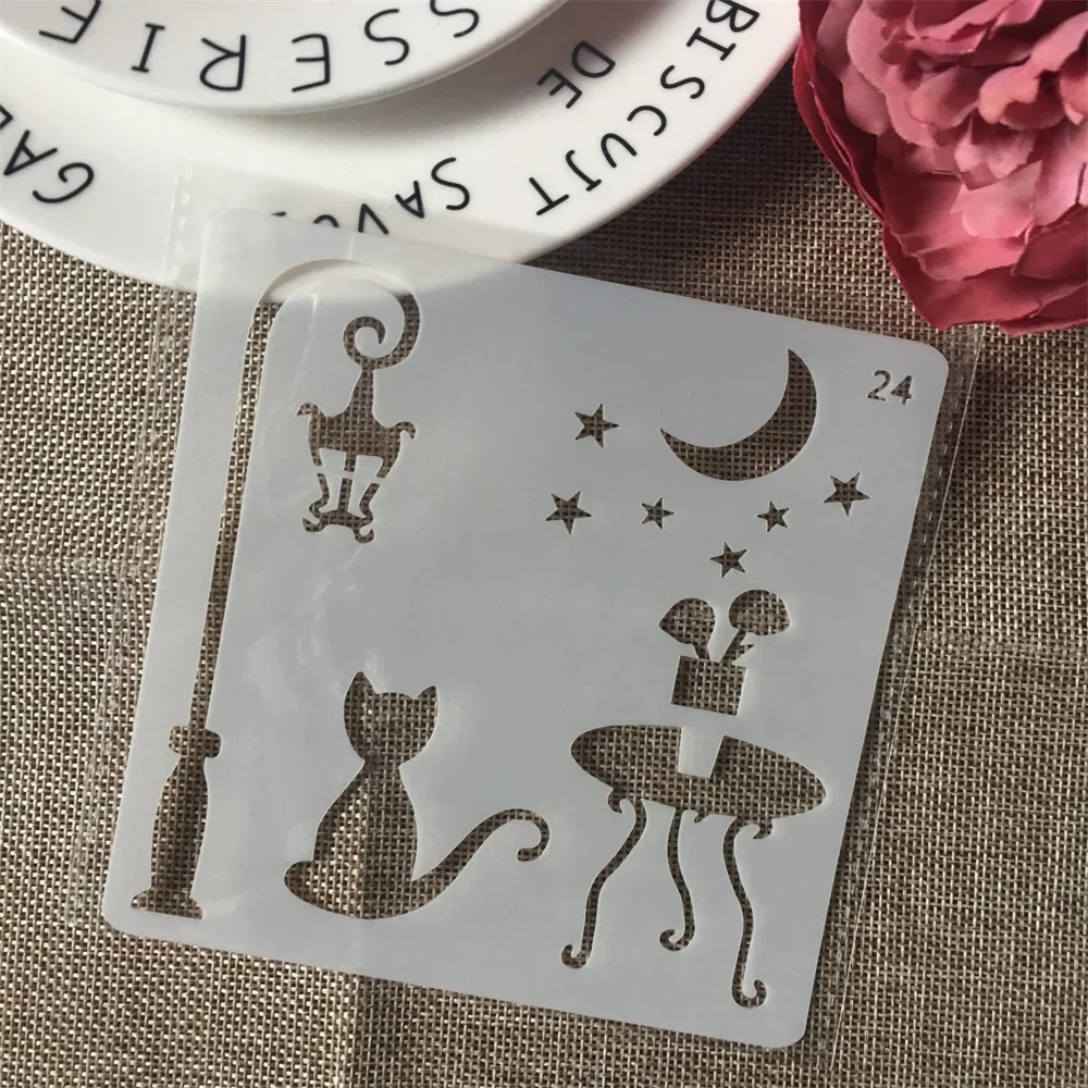 4Pcs 13cm Cat Dog Girl Lover Road Sign DIY Layering Stencils Painting Scrapbook Coloring Embossing Album Decor Card Template