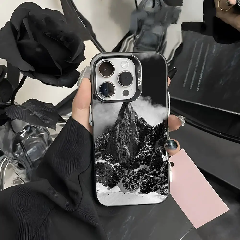 Aiguille De La Grande Sassiere جراب هاتف آيفون 17 16 15 14 13 12 11 Pro Max Air متعدد الألوان ماتي ليزر أورورا فوندا #5