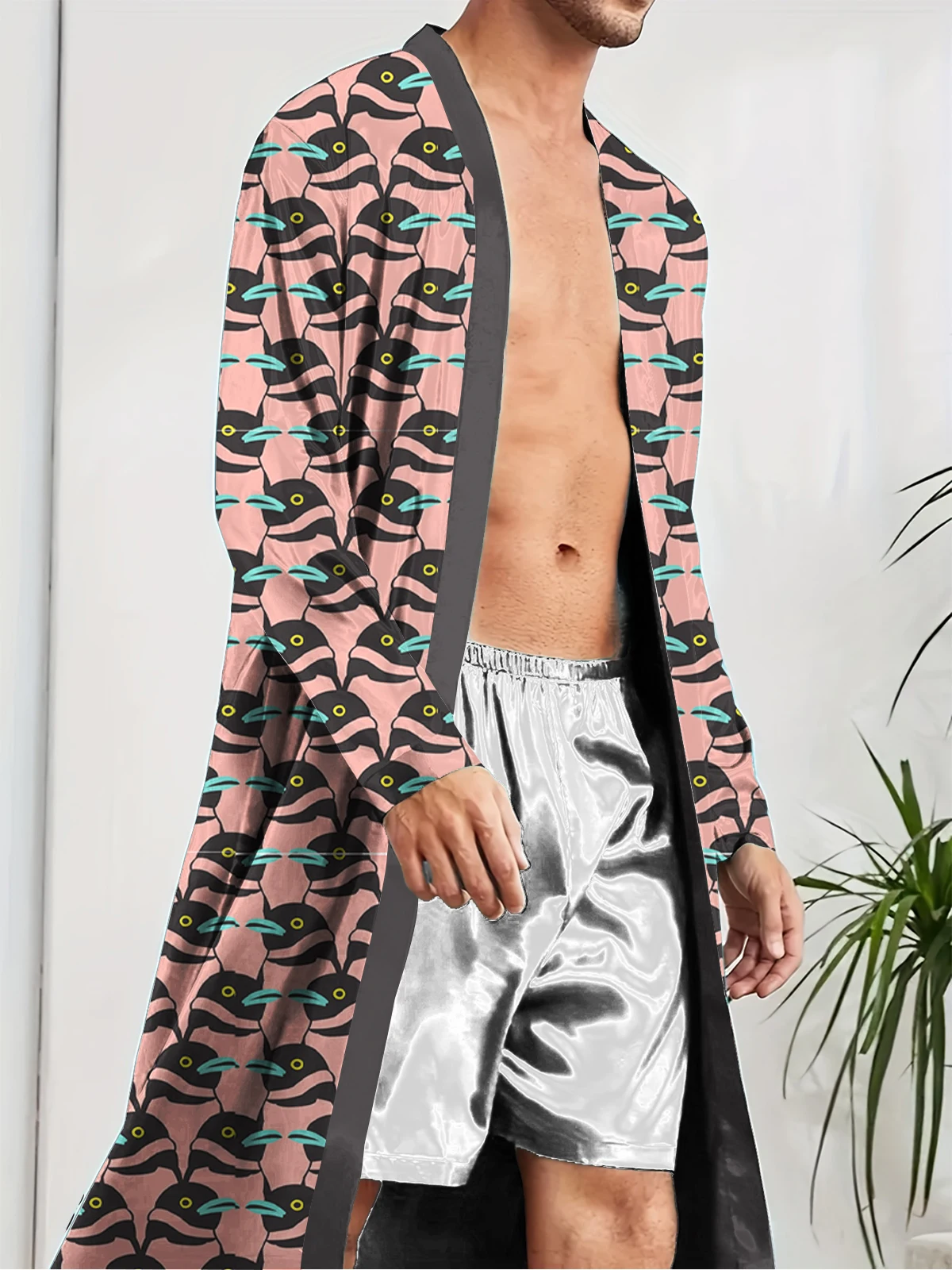 

Men's Home Sleeping Robe 2025 New 3D Printed Penguin Pattern Full Body Spring Autumn Thin Quick Drying Skin friendly Bathrobe