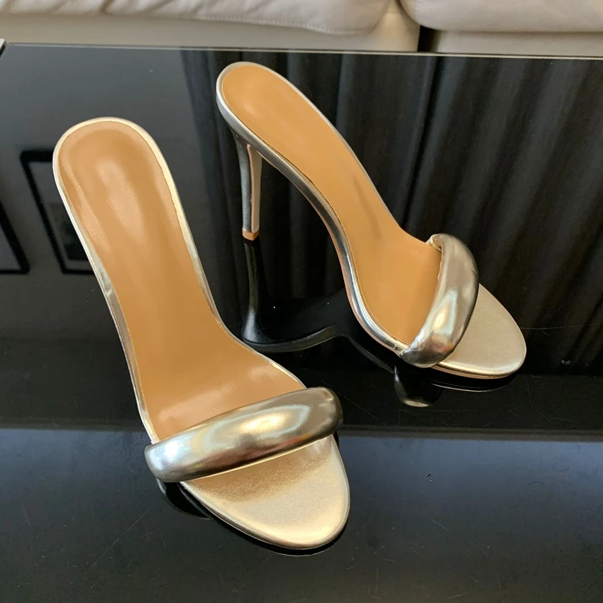 Seksowne buty na wysokim obcasie kapcie z okrągłymi klapkami z odkrytymi palcami letnie czółenka damskie modne damskie sandały na szpilkach
