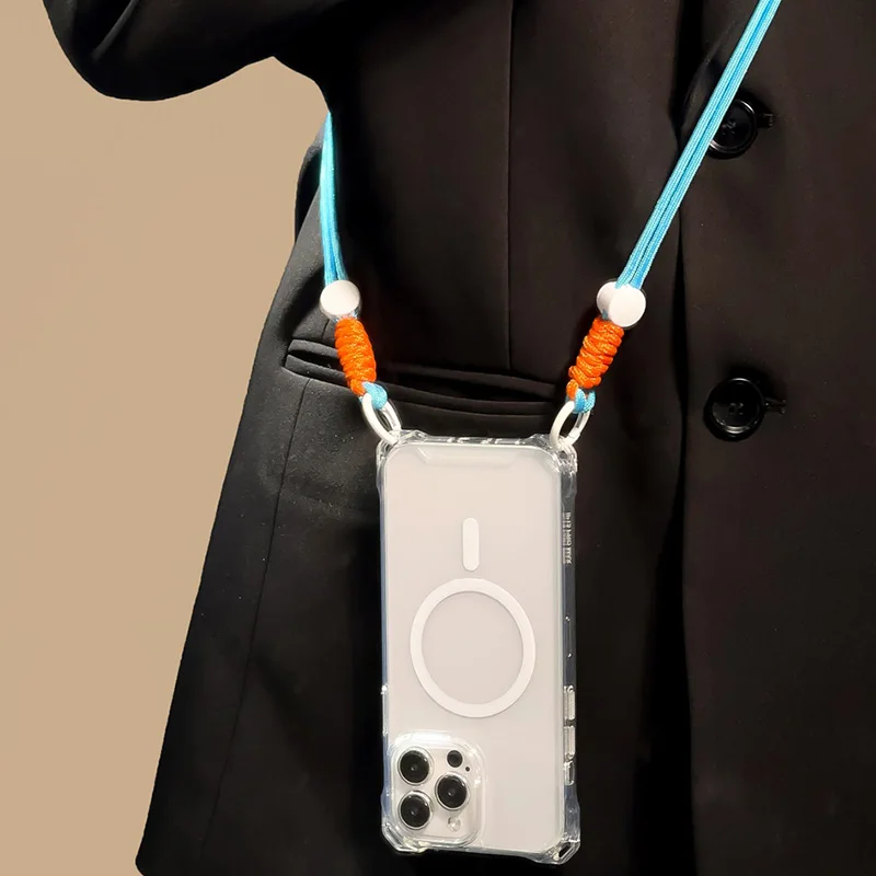 

Crossbody Necklace Strap Lanyard Case For iPhone 11 16 13 15 12 14 Pro Max Magnetic Wireless Charge For Magsafe Clear Soft Cover