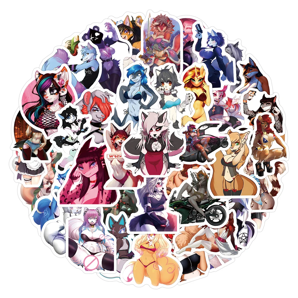 10/30/60pcs Waifu Sexy Furry Girl Anime Stickers Hentai Graffiti Decals for Adult DIY Luggage Computer Guitar Decoration Sticker