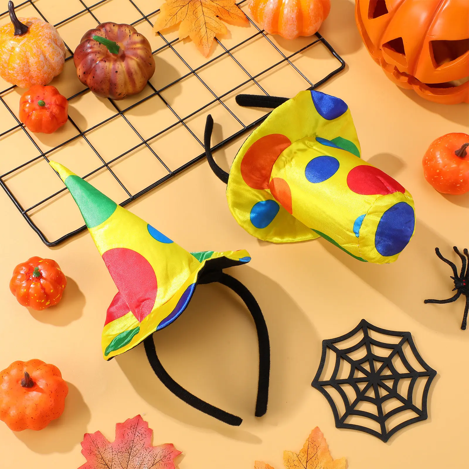 2Pcs Clown Costume Hair Hoop Headbands Halloween Carnival Party Props Funny Clown Hat Headwear Women Halloween Head Gear