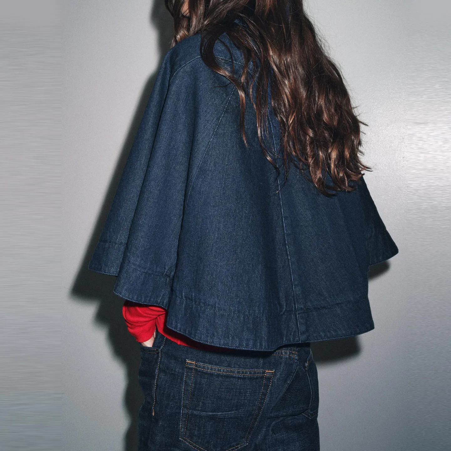 Women's Faionable Denim Knot Detail Cowl Ne ort Jaet Autumn 2025 Z Stand Fit Ladies' Outerwear