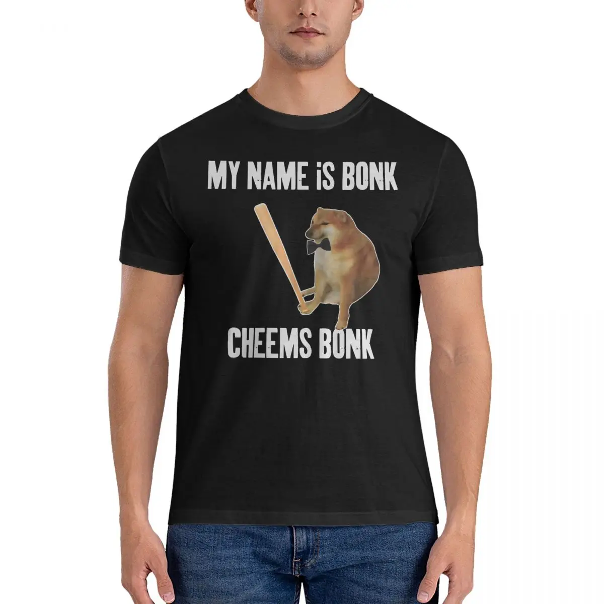 Casual My Name Is Bonk, Bonk T-Shirt Men O Neck 100% Cotton T Shirt Cheems Short Sleeve Tees Gift Idea Clothes