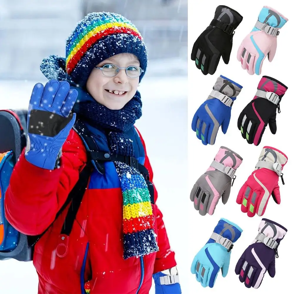 New Fashion Windproof Children Ski Gloves Non-slip Thicken Warm Mitten Waterproof Winter Warm Mountaineering