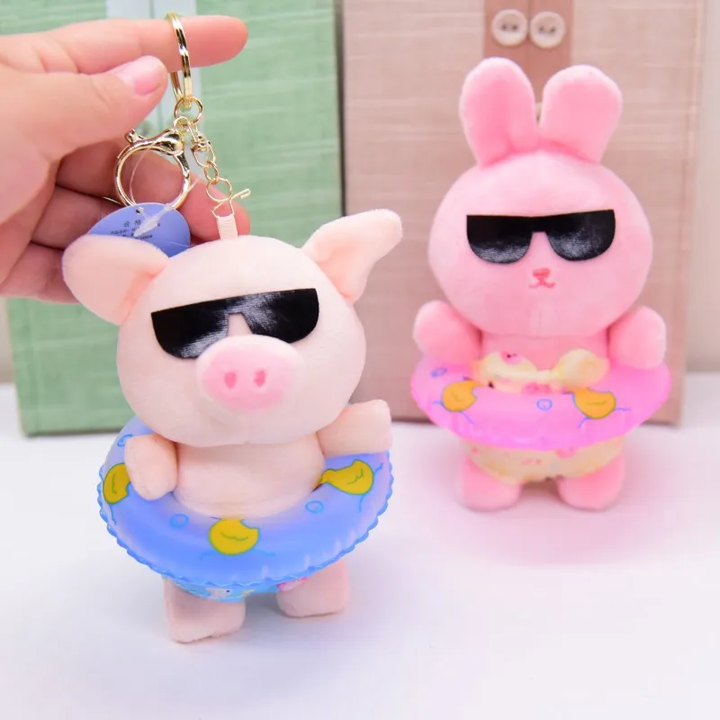 

new Cute Creative Swim ring Piggy doll trend cool rabbit pendant lifelike fashione Keychain soft pretty decorate birthday gift