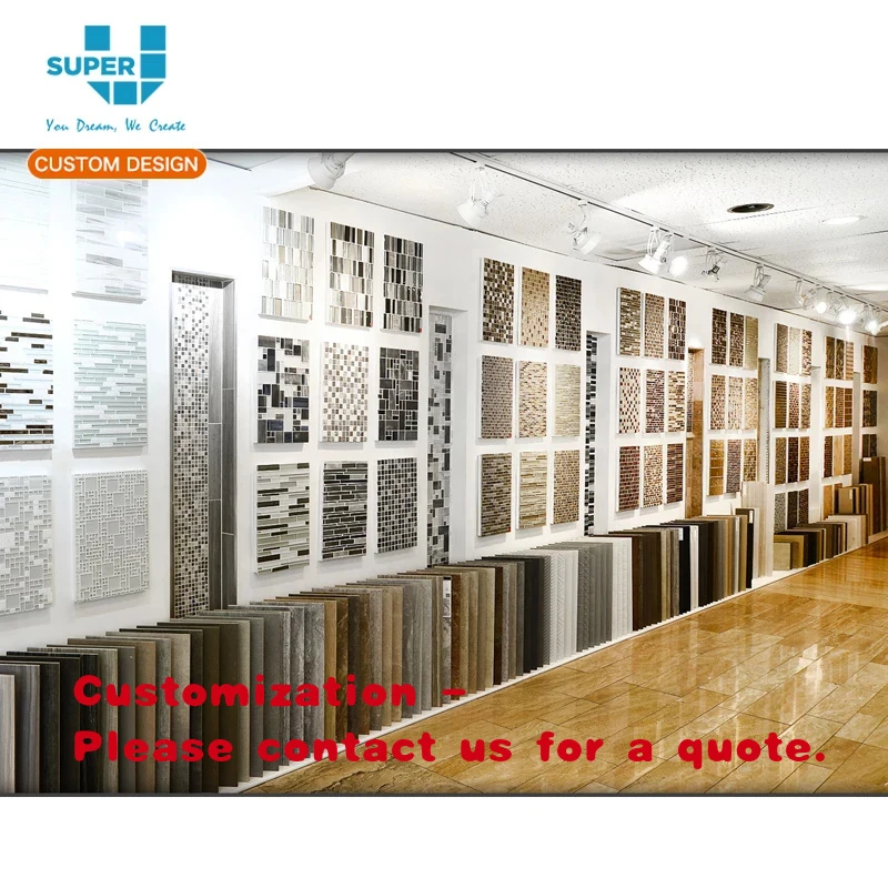 

custom.Modern Customized Ceramic Tile Showroom Display Rack Granite Metal Wall Display Cabinet