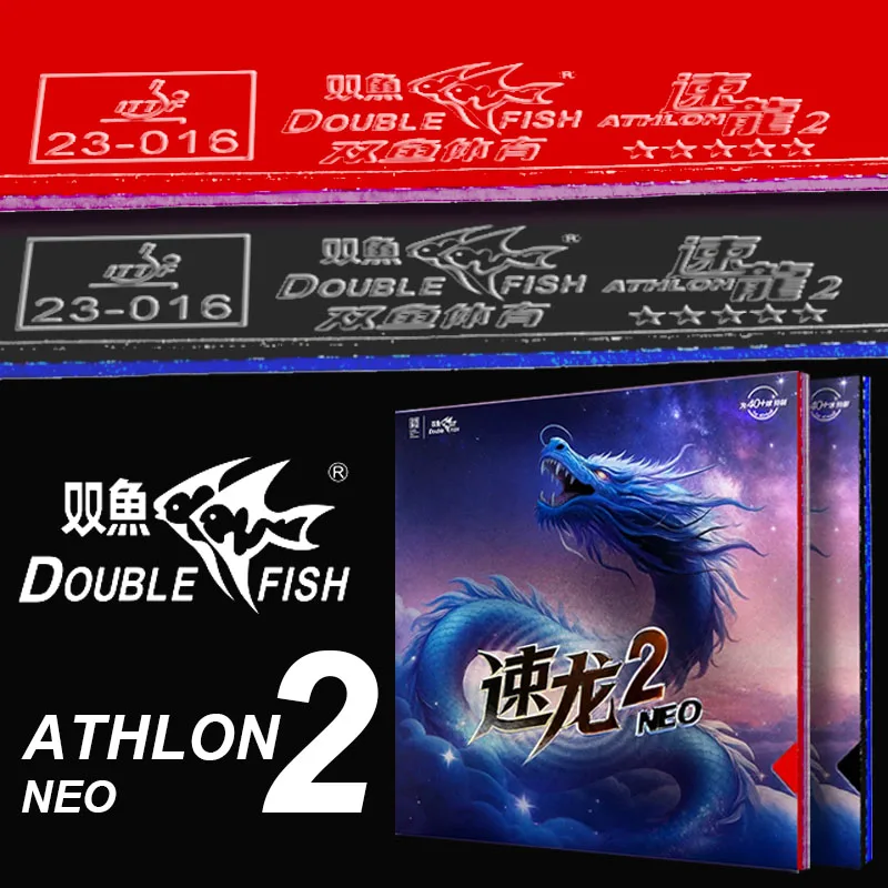 DOUBLE FISH ATHLON 2 NEO Table Tennis Rubber Sticky Wire-Drawn Surface with High-Density Tension Sponge