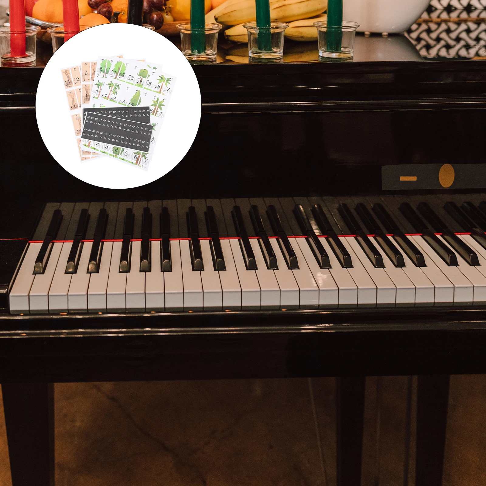 

2 Sheets Protective Stickers Removable Piano Keyboard Note for Beginners
