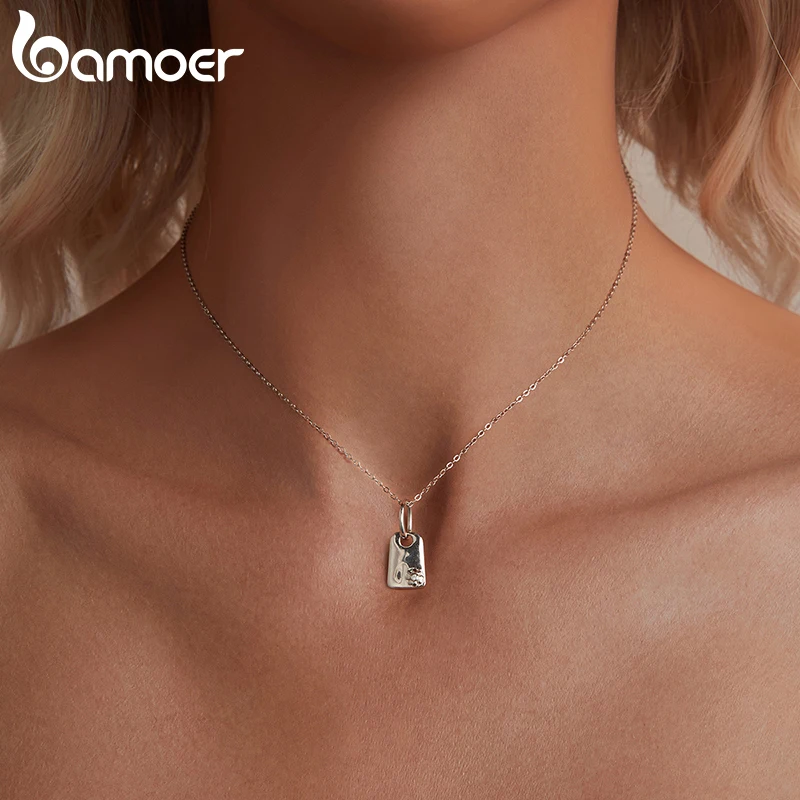 Bamoer Original 925 Sterling Silver Heart Board Customizable Engravable Pendant Bracelet DIY For Women Party Gift Fine Jewelry