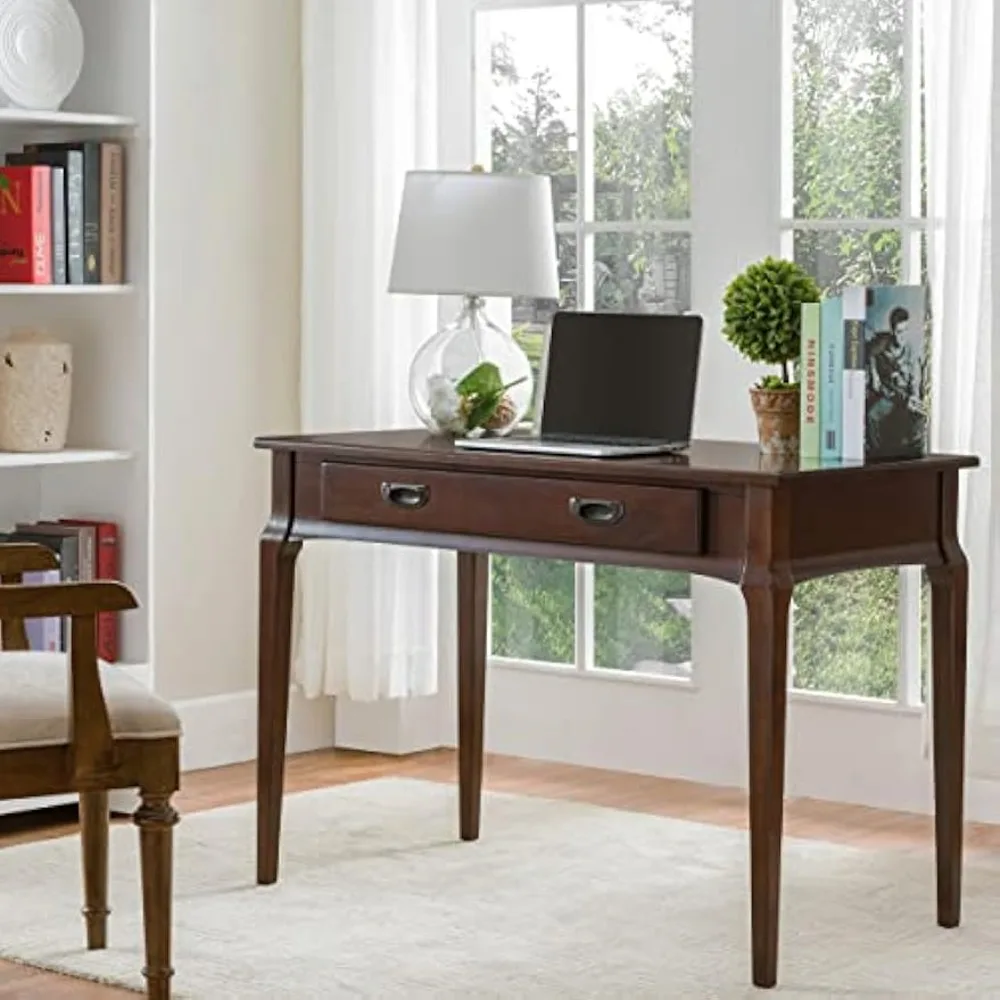 

42 Inch Computer Desk with Drop Front Keyboard Drawer and Wire Retaining Grommet, Classic Writing Desk