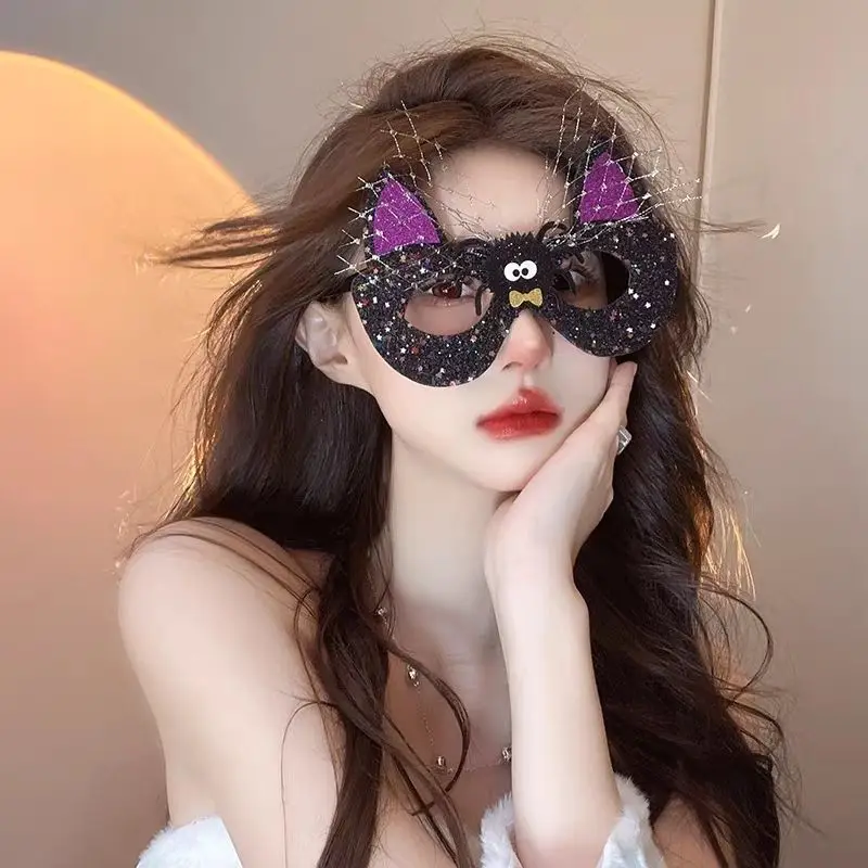 Cartoon Spider Cat Ear Shape Kawaii Half Face Cute Women Masquerade Mask Party Gathering Halloween Easter Dance Festival Show