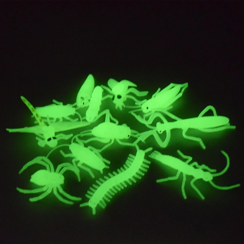 Simulation Insect Animals Mode Glow In The Dark Bugs Plastic Luminous Insect Figure Party Halloween Party Decoration 12pc/lot