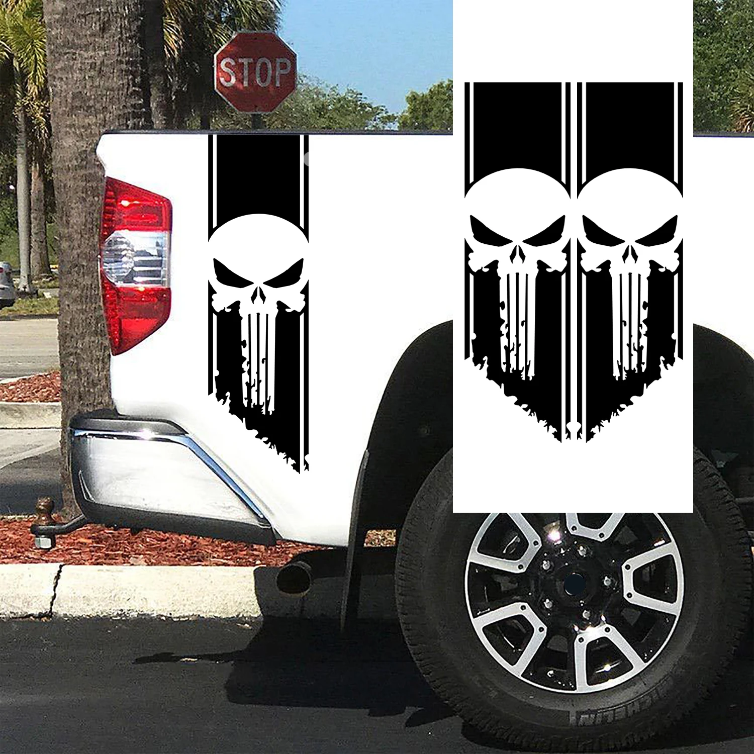 Ghost Pattern Stickers Universal Car Tail Decoration Decals Compatible with RAM GMC F-150 Hilux Frontier Isuzu Pickup trucks