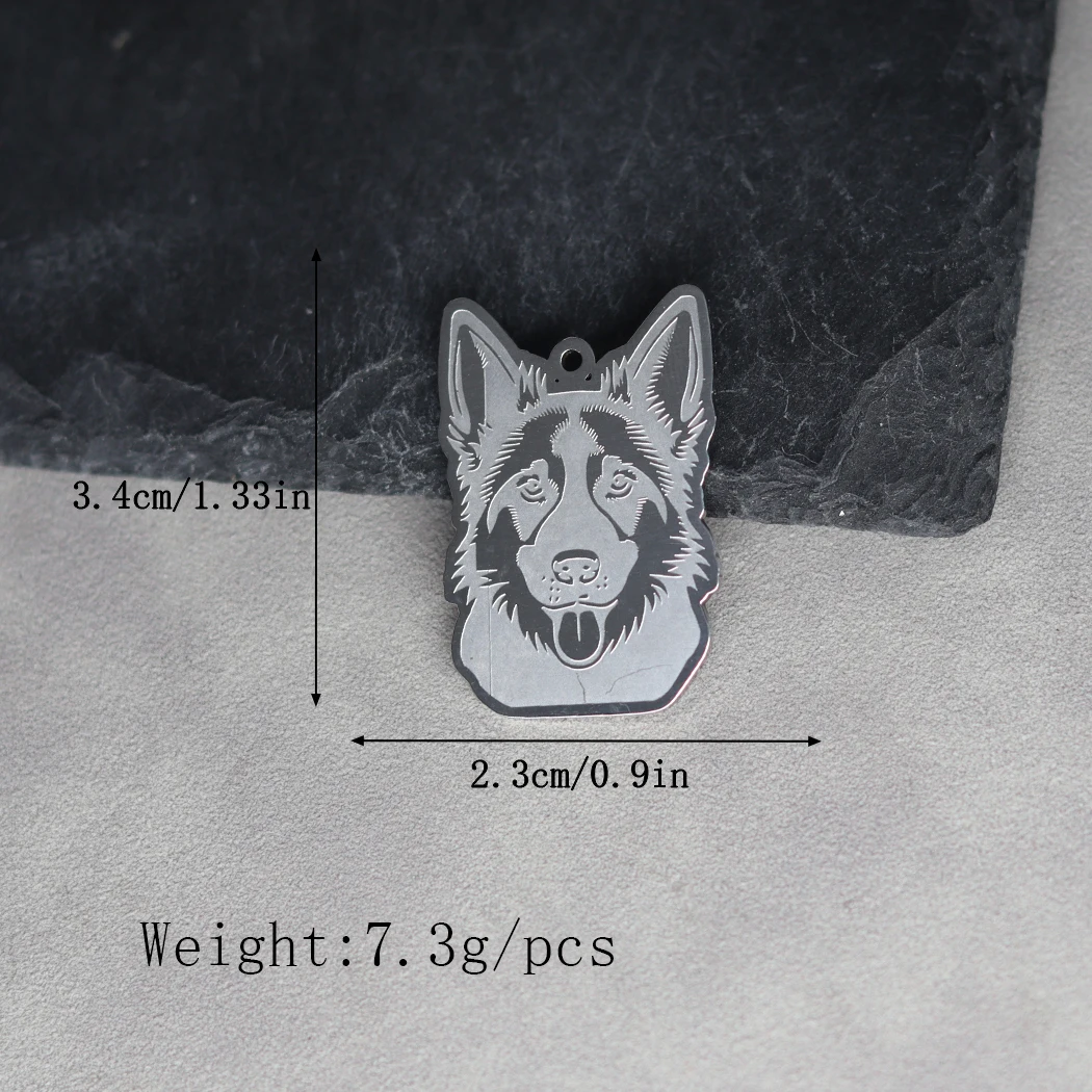 2pcs diy Accessories German Shepherd Dog Stainless Steel Pendant Charms for Jewelry Making Trendy Men Necklace Bracelet Supplies