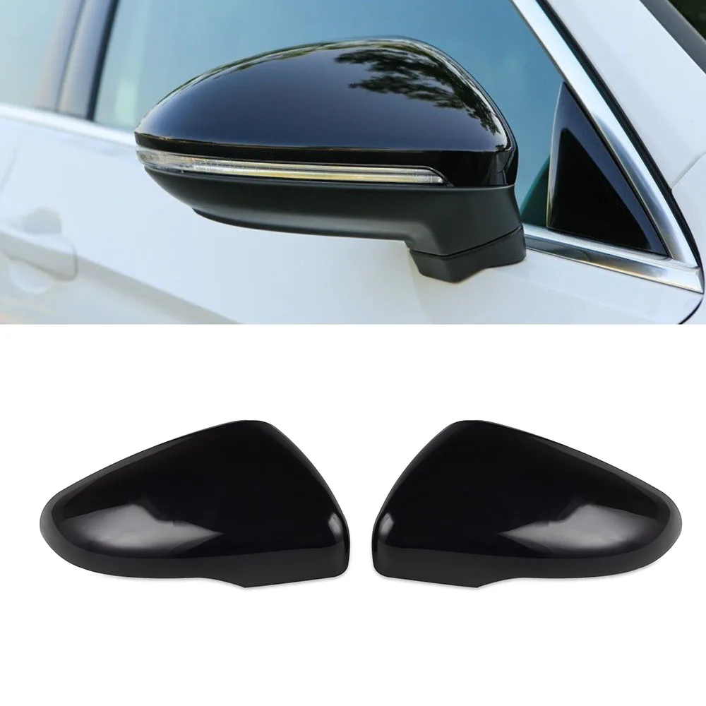 A Pair Wing Door Mirror Cover Cap Glossy Black ABS For VW For Golf MK6