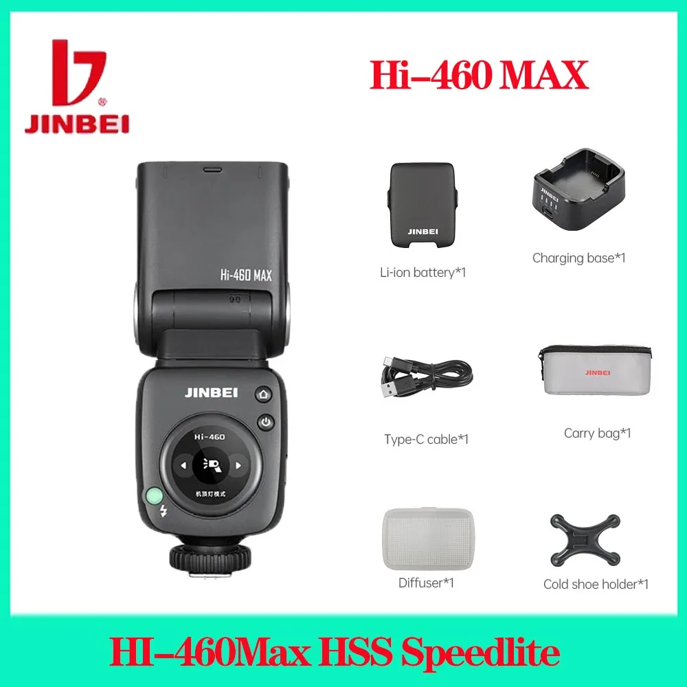 

JINBEI HI460MAX Speedlite GN48 TTL/HSS Camera Flash Universal Hot Shoe Camera Flash Speedlite Touch Screen for Canon Sony Nikon