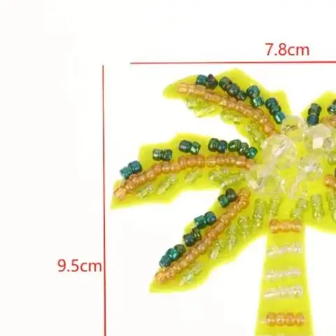 

3D Coloful Beads Coconut Tree Patches For Clothing Hat Sewing Beaded Accessories DIY Applique Decoration