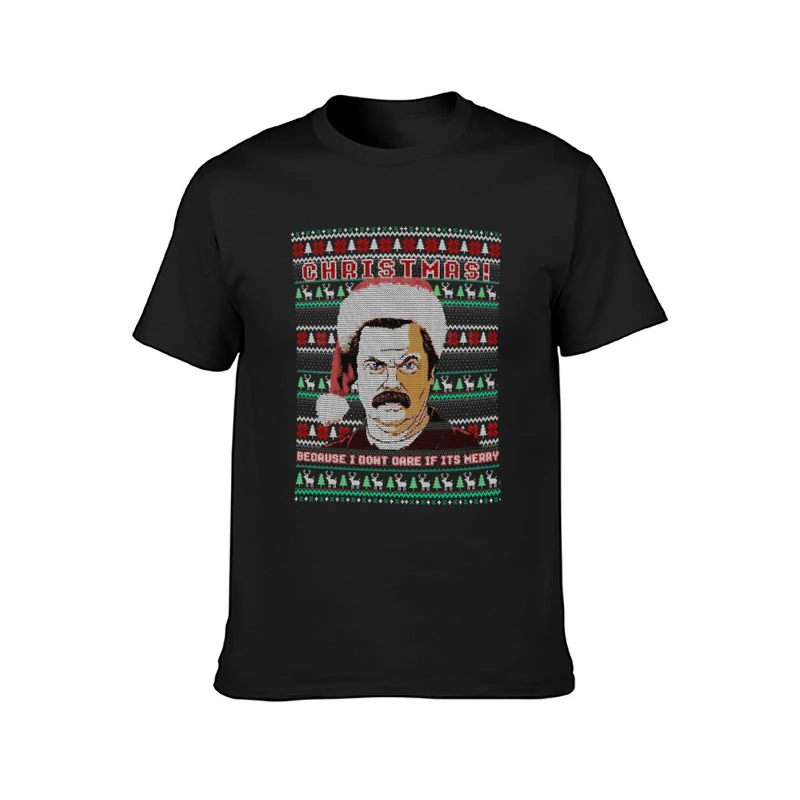 Ron Swanson Christmas - funny ugly sweater T-Shirt heavyweights kawaii clothes plain white t shirts men