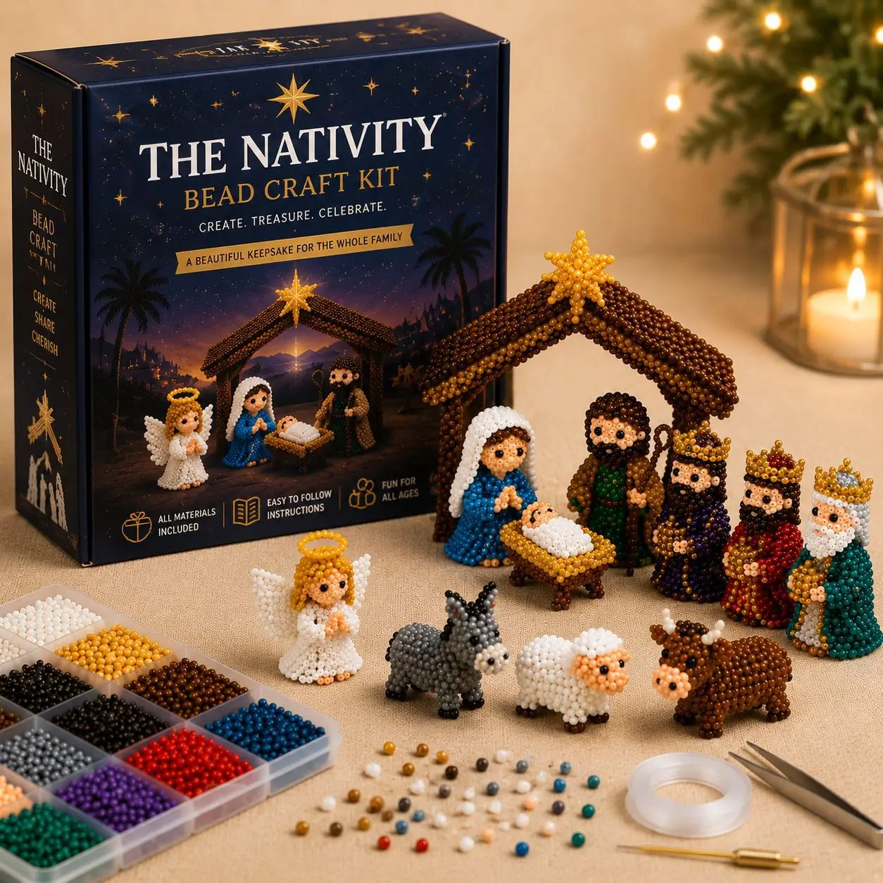 3D Beaded Independence Day DIY Kit with Full Materials Instructions Handmade Bead Art Set Multi-Purpose Home Studio Enthusiasts