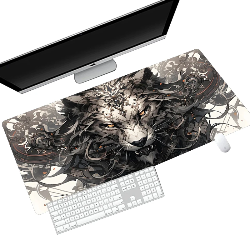 The King of Beasts Rubber Mousepad Office Large Gaming Mouse Mat PC Gamer Locking Edge Desk Mat Non-Slip Accessories XXL Rug