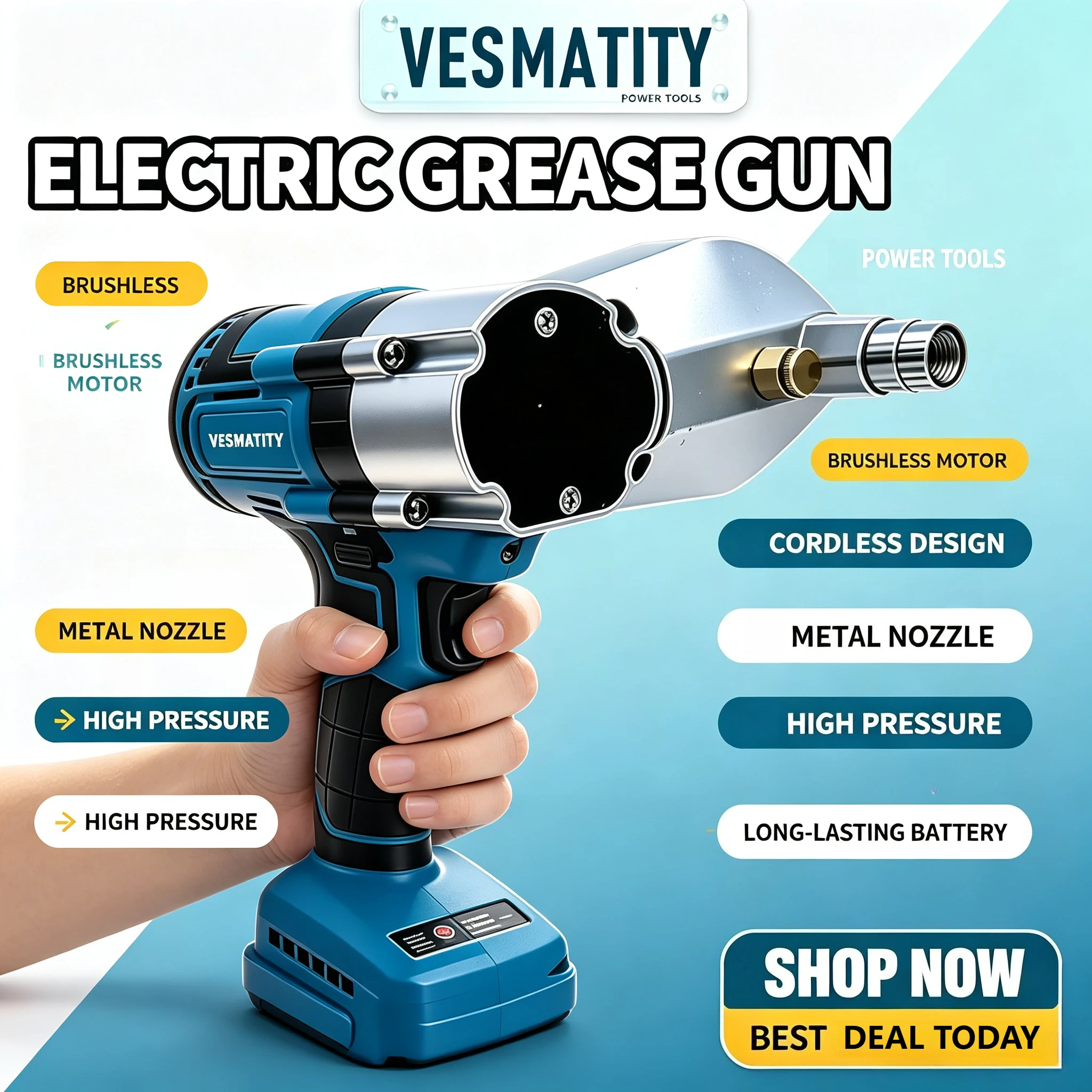 Original cordless electric grease gun brushless fully automatic high pressure tool for excavator specific use for Makita battery