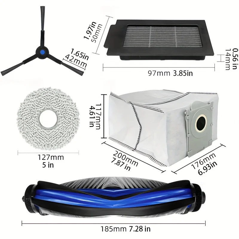 14 Pack Replacement Accessories Compatible For Ecovacs Deebot T50 Max T50 Pro T50 Omni T50 Pro Omni Robot Vacuum Spare Parts Kit