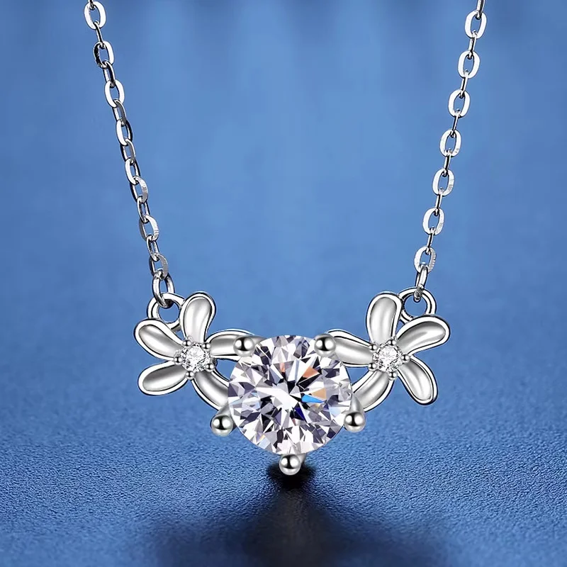 

Trendy 1ct D Color VVS1 Moissanite Daisy Flower Pendant Necklace for Women Plated White Gold Pass Diamond Test Birthday Gift