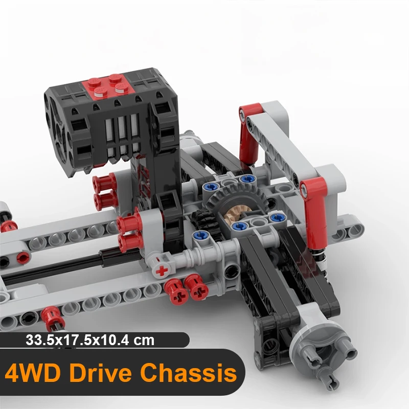4WD Chassis Vehicle Independent Suspension Differential Steering Axle Compatible with Building BlocksTechnical Parts Toys