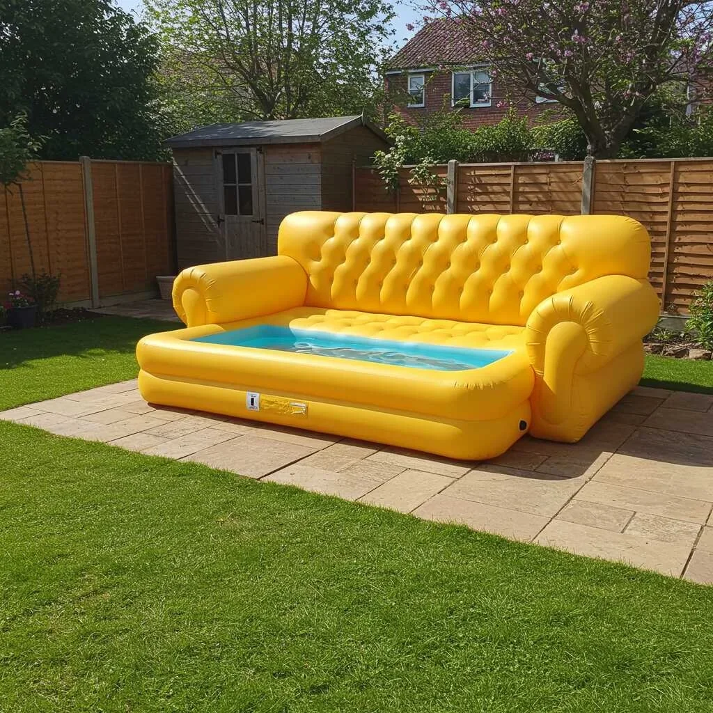 Nadmuchiwana sofa PVC w kształcie prostokąta na zamówienie dla dzieci, do ogrodu i na podwórko, duża sofa do basenu, akcesorium do wypoczynku.