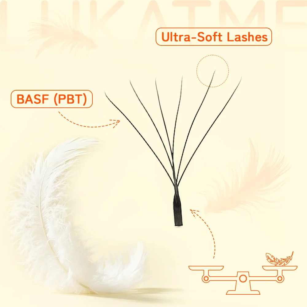 LUKATME Premade 6D Eyelash Extensions 6D W Shape Fluttery Lashes U Shaped 6D Lightweight Faux Mink Eyelashes
