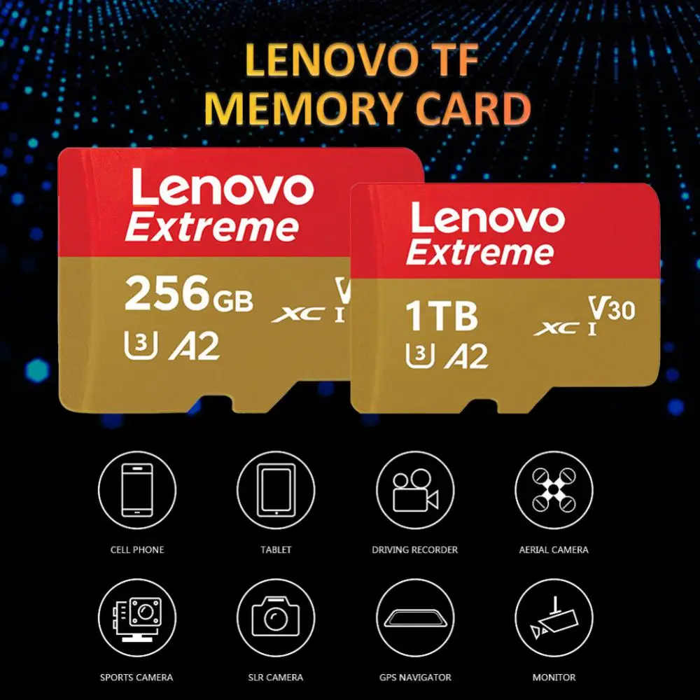 Lenovo Waterproof Micro Memory Card, Micro Tarjeta SD, Ultra Rapida, Cartão SD para Nintendo Switch, 1TB, 512GB, 256GB, 128GB