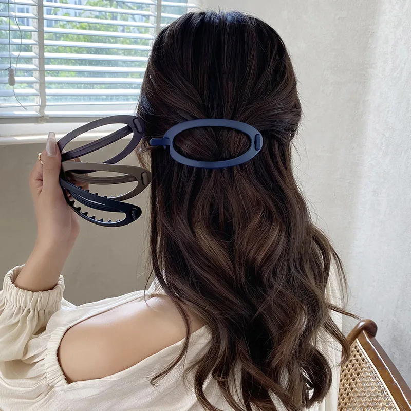 New Frosted Oval Hair Clips Elegant Women Solid Color Buckle Hairpin Versatile Outdoor Fashion Barrette Girls Hair Accessories