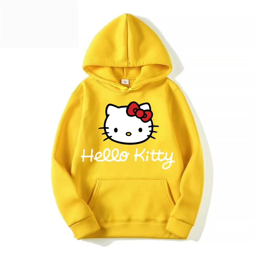 Совершенно новые толстовки с капюшоном в стиле аниме «Hello Kitty», повседневные толстовки для мужчин и женщин, пуловеры Y2k Sudadera, толстовки с принтом для пар, весна и Au