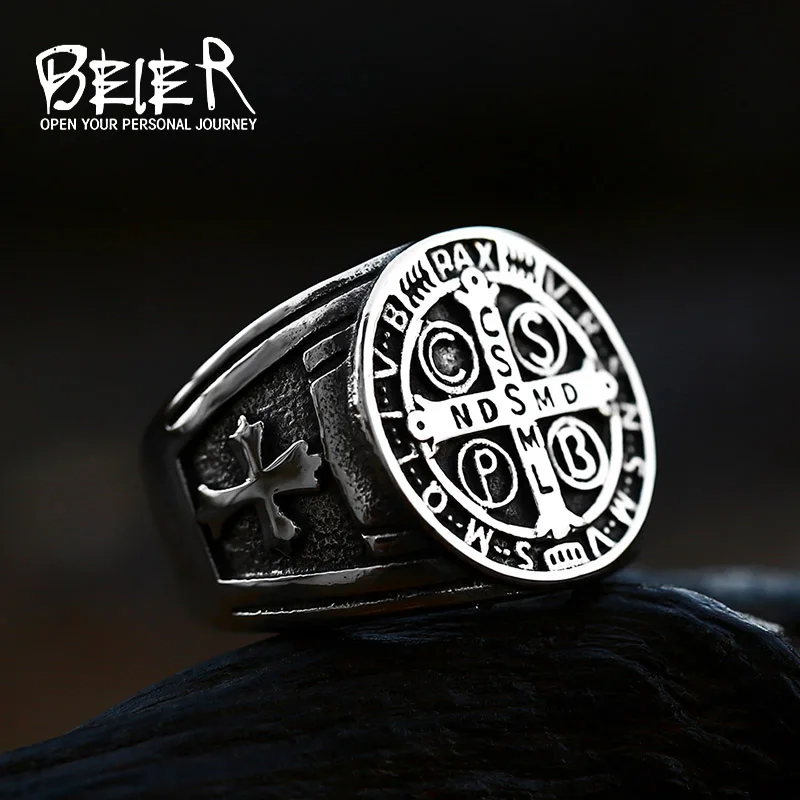 BEIER 2022 New Design 316L Stainless Steel High Polish Religious Men Ring CSSML Fashion Jewelry Gift  Dropshipping LLBR8-623R