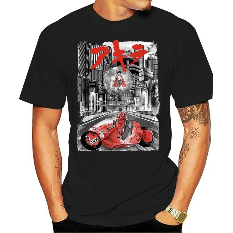 Retro Akira Shotaro Kaneda T Shirt Neo Tokyo Motorcycle T Shirt For Men Vintage Tee