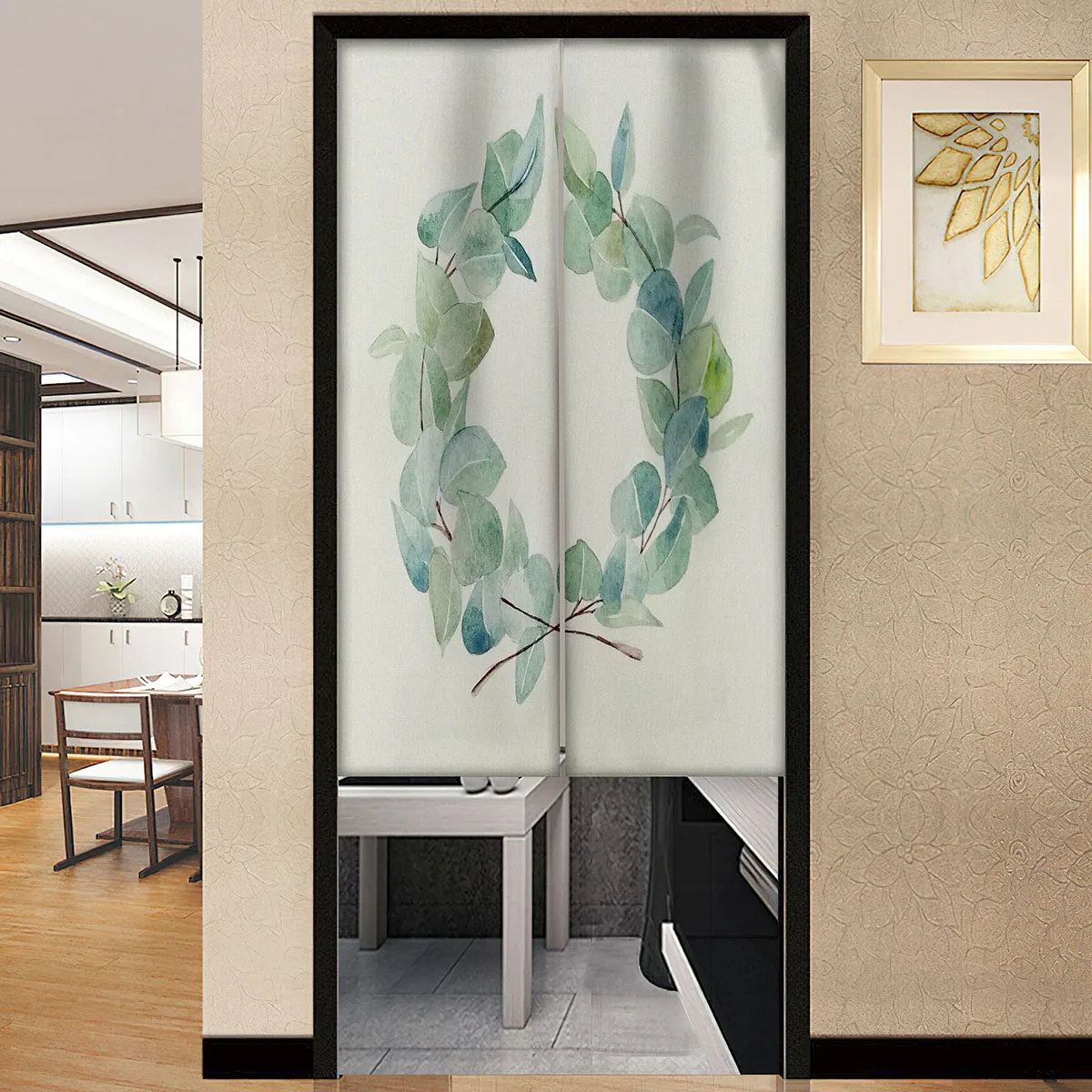 Eucalyptus Leaves Door Curtains Kids Bedroom Izakaya Hospital Partition Home Entrance Offices Hanging Half-Curtain Decoration