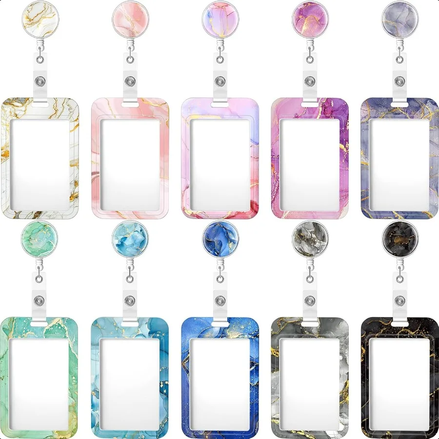 

10 Set Badge Holder with Retractable Reel Retractable ID Badge Holders with Clip Name Key Card Back to School plies for Doctor