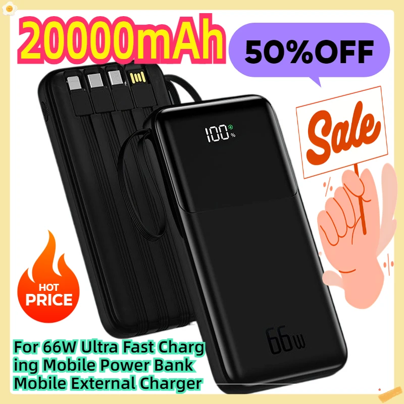 

For 66W Ultra Fast Charging Mobile Power Bank 20000mAh Mobile External Charger