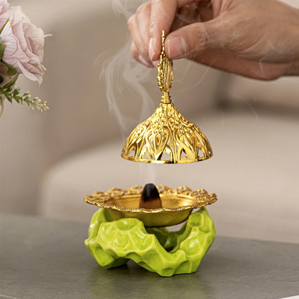 

Ceramic Incense Holder Natural Stone Aromatherapy Stove Living Room Tabletop Decorative Frankincense Resin Aromatherapy