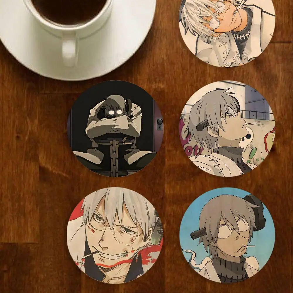 F-Franken Stein Cartoon S-Soul Eater Wood Coaster Mug Tea Coffee Cup Pad Heat Resistant Placemats Tableware Decor