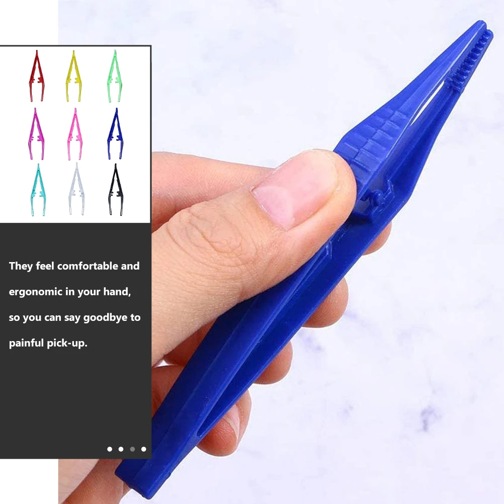 

50 Pcs Plastic Tweezers Disposable Ergonomic Tools for Crafting Beads Jewellery Making Kit Students Makeup Accessories