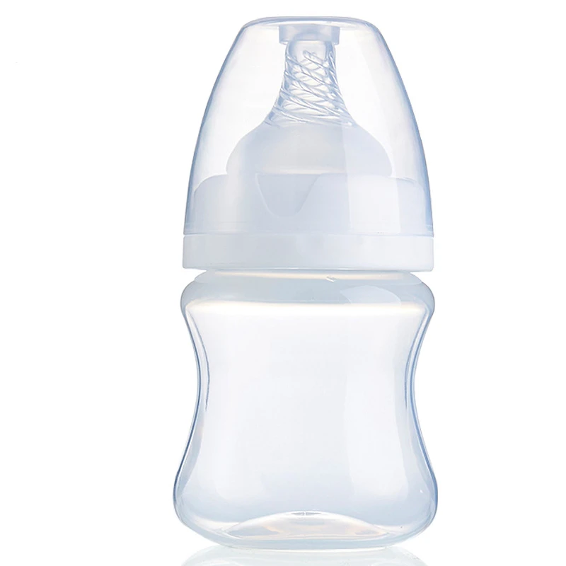 150ML Wide Mouth Baby Feeding Bottle Anti Drop Silicone Nipple Newborn Breast Pump Compatible Milk Bottle